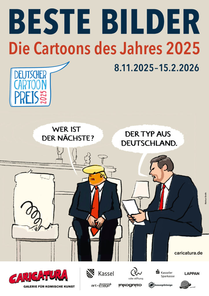 Plakat zur Ausstellung »Beste Bilder - Die Cartoons des Jahres 2025«