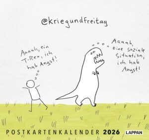 Kriegundfreitag: Postkartenkalender 2026 Wochenkalender mit philosophischen, intelligenten und humorvollen Cartoons Lappan Verlag